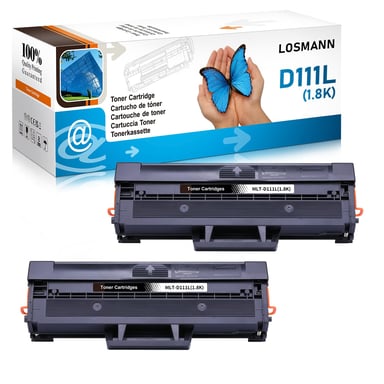 D111L Cartucho de Tóner Compatible de Reemplazo para MLT-D111S MLT-D111L para Xpress SL M2026 M2070 M2020W M2020 M2022 M2022W M2026W M2070W M2070F M2070FW (2 Negro)