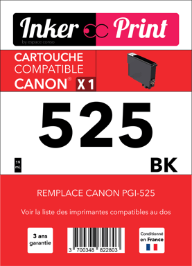 Cartouche d'encre recyclée compatible avec CANON PGI-525 XL (Noir)