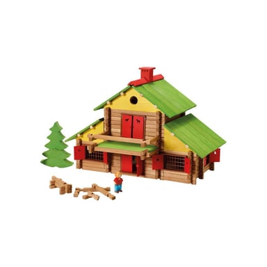 Jeujura Chalet en Bois Maxi Coffret 330 Pièces Naturel et Coloré - Neuf