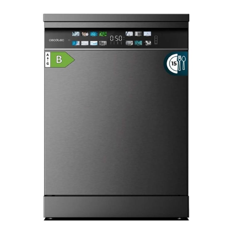Cecotec Lave vaisselle 60cm Bolero Aguazero 6700 B Lave vaisselle 15 couverts Classe B Moteur Inverter Plus O2 Dry Lavage Double Zone Plateau Ajustable Stockage Long et Turbo Dry+.