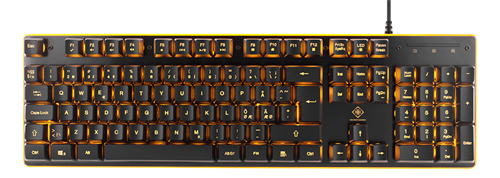 DELTACO GAMING - DK210 - Tastiera a membrana in alluminio a 105 tasti, LED arancione, QWERTY