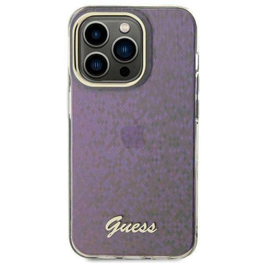 Custodia Guess per iPhone 15 6.1'' rosa Custodia rigida IML Specchio sfaccettato Disco Iridescente