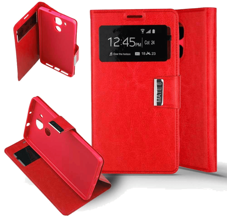 Etui Folio compatible Rouge Huawei Mate 8