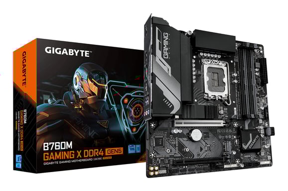 GIGABYTE B760M GAMING X DDR4 GEN5 Carte Mère – Compatible avec les processeurs Intel Core 14e génération, VRM 8+1+1 phases, jusqu'à 3200 MHz DDR4, 2 x M.2 PCIe 4.0, LAN 2.5 GbE, USB 3.2 Gen 1