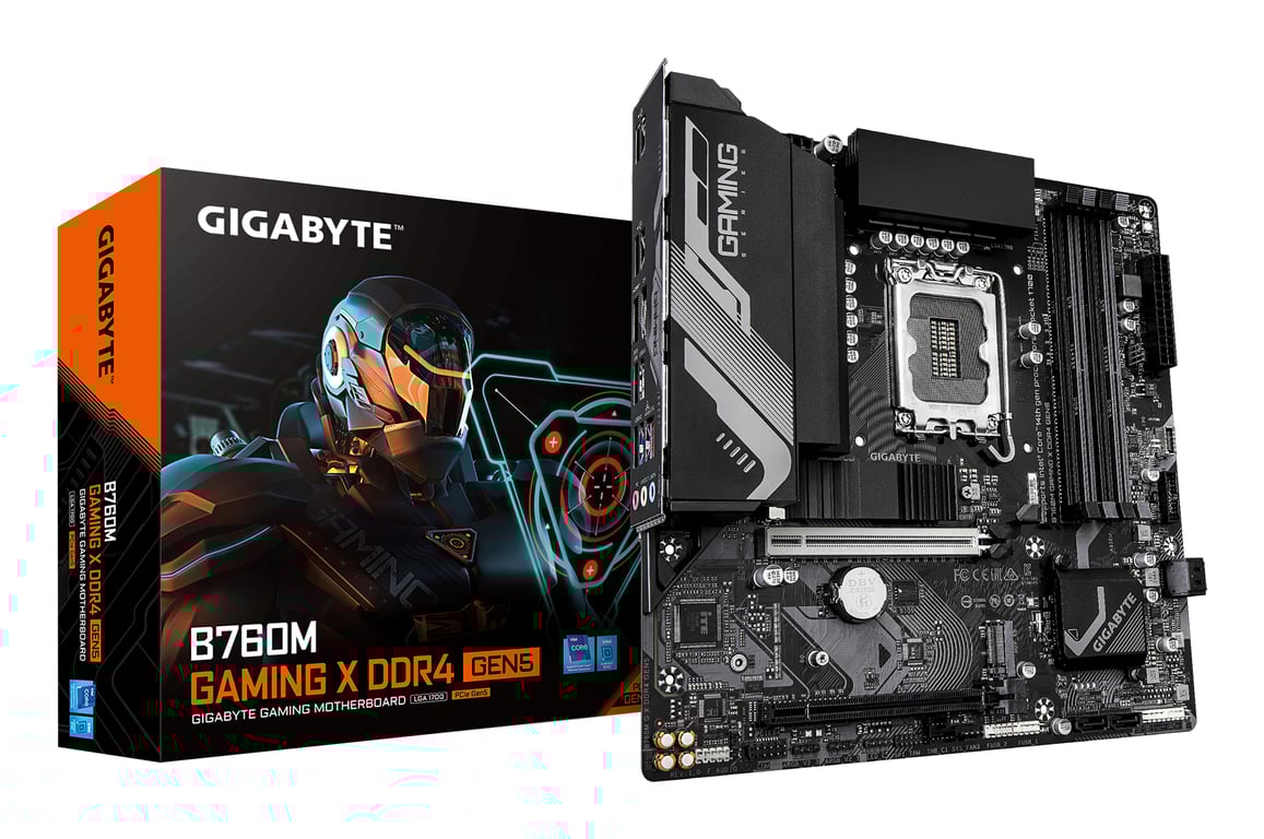 GIGABYTE B760M GAMING X DDR4 GEN5 Carte Mère – Compatible avec les processeurs Intel Core 14e génération VRM 8+1+1 phases jusqu'à 3200 MHz DDR4 2 x .2 PCIe 4.0 LAN 2.5 GbE USB 3.2 Gen 1 Neuf