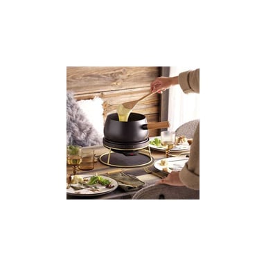 Service à fondue Lagrange 349502 1,5 L utile 1200 W Induction 8 pics bois Noir/Doré