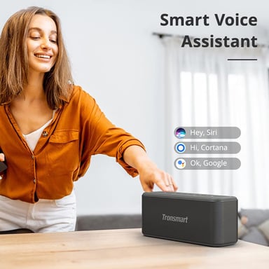 Altavoz Bluetooth Tronsmart Mega Pro de 60W, panel táctil intuitivo, 3 efectos de ecualización, tecnología SoundPulse, emparejamiento estéreo inalámbrico, conexión NFC, powerbank integrado, asistente de voz, altavoz inalámbrico para el hogar.