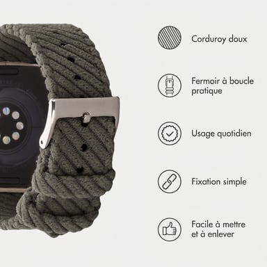 imoshion Bracelet en velours côtelé pour Apple Watch | 38/40/41/42 mm - Vert