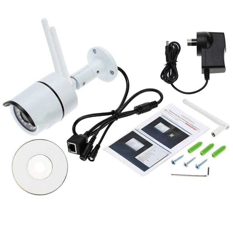 Caméra Sécurité IP Intelligente Sans Fil HD 720p 1.0 MP Wi-Fi Détecteur  Mouvement Infrarouge Télécommande Blanc