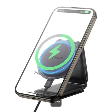 Baseus PrimeTrip Series C02 Mega Support de téléphone voiture - Magnétique et MagSafe/Qi2 - Charge sans fil - Autocollant - Noir