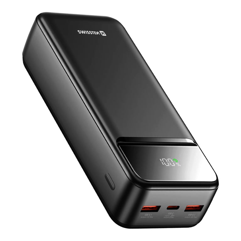 Batterie Externe 30000mAh avec USB-C et 2 USB Écran LED Compacte Noir - Neuf