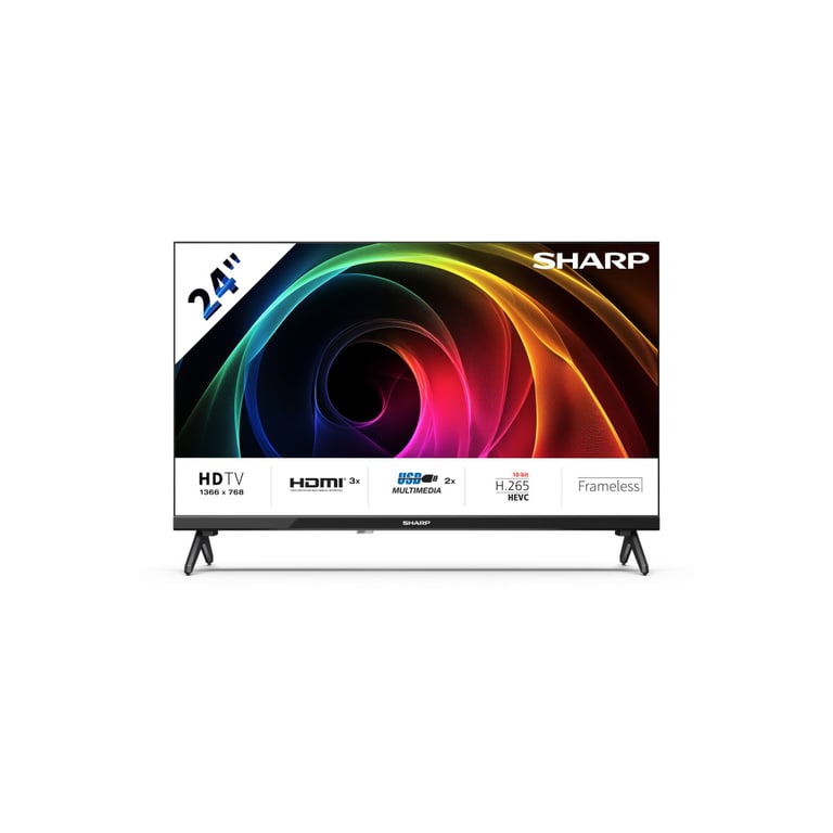 TV LED 24 SHARP HD Ready 3xHDMI 2xUSB DVB T2S2C - vue 3