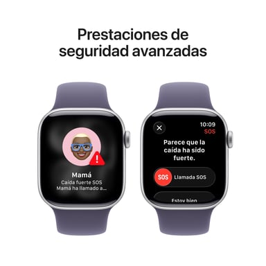 Apple Watch Series 11 GPS 42mm Boitier en Aluminium Argent avec Bracelet Sport Brume Violette - S/M