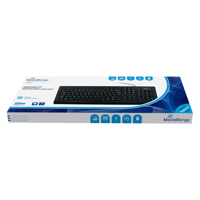 Clavier Filaire MediaRange MROS101-FR – AZERTY, Touches Ultraplates, Maison/Bureau - vue 2