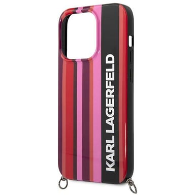 Custodia Karl Lagerfeld per iPhone 14 Pro 6.1'' rosa Colore a strisce Cinturino