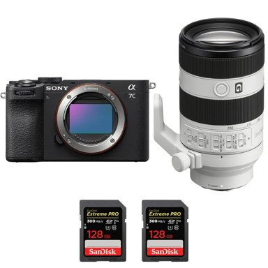 Cámara híbrida Sony A7C II Noir + FE 70-200mm f/4 Macro G OSS II + 2 SanDisk 128GB Extreme PRO UHS-II + Ebook ''20 consejos para fotos que impactan''