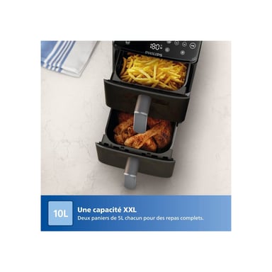 Airfryer Philips Série 4000 Vertical Duo NA461/00 Sans huile 10 L double panier 2750 W Noir