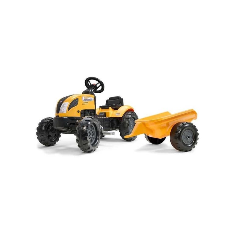 Falk Tracteur à pédales Mighty Builder – avec remorque, capacité 30 kg