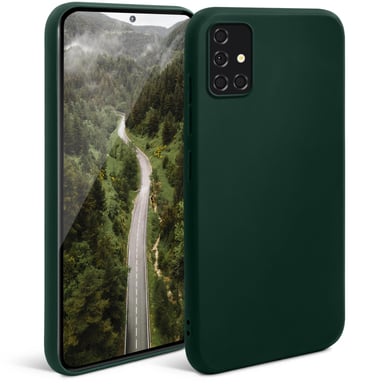 Moozy Minimalist Series Coque en silicone pour Samsung A51, Vert nuit – Finition mate fine et souple en TPU
