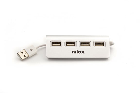 Nilox HUB 4 PORTE USB 2.0 ALLUMINIO 480 Mbit/s Gris