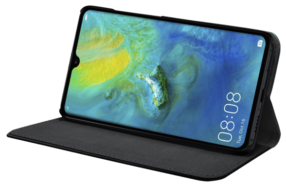 Coque clapet folio avec fente pour cartes & support pour Huawei Mate 20, Noir