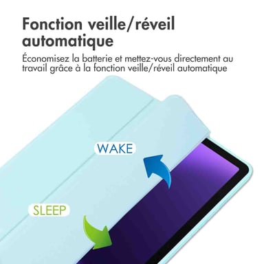 imoshion Coque tablette rigide Trifold pour Samsung Galaxy Tab S9 11.0 pouces / Tab S10 FE / S9 FE 10.9 pouces - Bleu clair