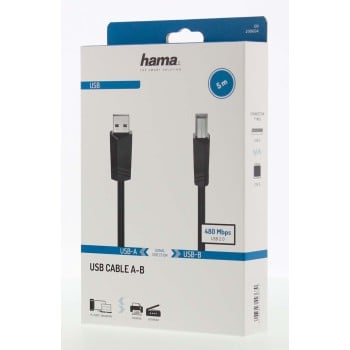 Hama 00200604 Cavo USB 5 m USB 2.0 USB A USB B Nero