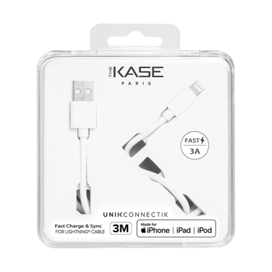 Cable Lightning con certificación MFi Apple Charge Speed 3A de carga/sincronización (3M), blanco brillante