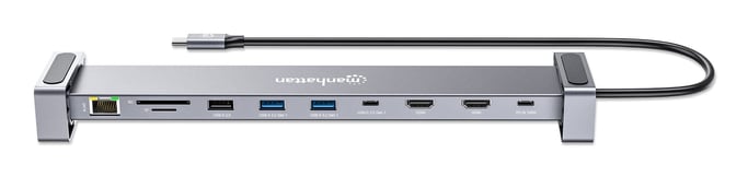 Manhattan 190398 base para portátil y replicador de puertos Alámbrico USB 3.2 Gen 1 (3.1 Gen 1) Type-C Gris