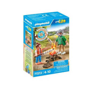 Playmobil - Set de camping con el abuelo y la niña en la hoguera