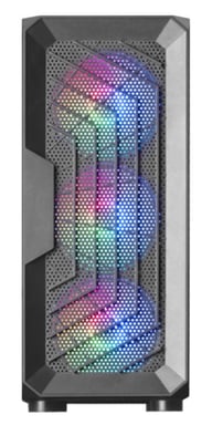 Mars Gaming MC-Tor Negro, Caja Semitorre Gaming ATX, Ventana Lateral Completa, Diseño Frontal Mesh, 3X Ventiladores Frontales FRGB 120mm, Diseño de Cámara Dual