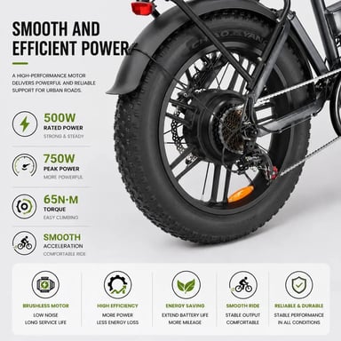 Bicicleta Eléctrico PULUMA EB FM-2.0 | Motor 500W | Batería 48V15Ah | Neumáticos de 20 Pulgadas | Velocidad Máx 25 km/h | Autonomía 45 km  | Gris
