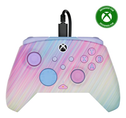 Turtle Beach Rematch Advanced Brillo Cotton Candy Mando de juego con cable. Con licencia para Xbox con botones reemplazables, gatillos ultracortos y c