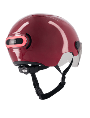 Cosmo Fusion+ Taille S, Bordeaux Brillant - Casque avec éclairage Vélo Arrière Intelligent et Connecté - Assurance Individuelle ALLIANZ offerte durant 1 an