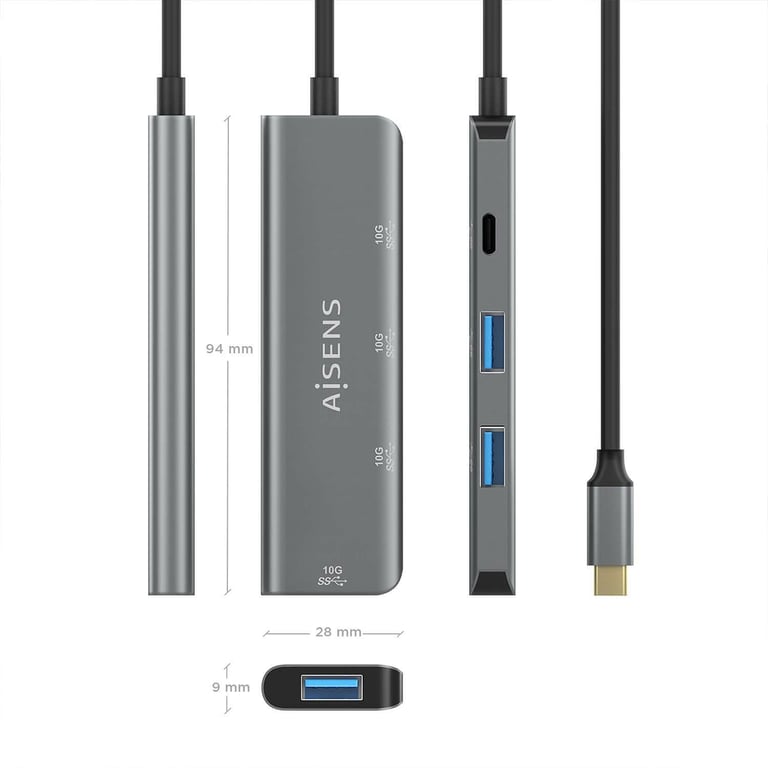 AISENS A109 0764 hub & concentrateur USB 3.2 Gen 2 3.1 Gen 2 Type C 10000 Mbit/ Neuf - vue 3
