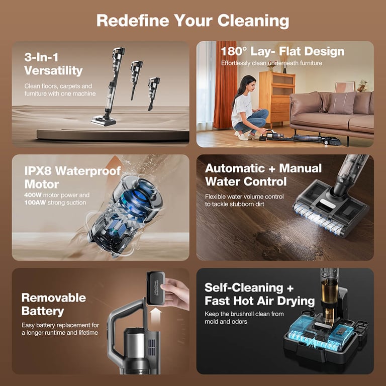 Aspirateur et Laveuse JIMMY PW11 – 400W, Autonomie 75 min, 3 en 1 - vue 3