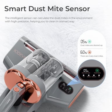 Limpiador Antiácaros Inteligente de Doble Copa Smarock S10 Pro – Aspiración 13KPa, Potencia 500W, Copa de Polvo 0.5L, Eliminación 99.9% de Ácaros – Enchufe EU