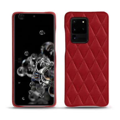 Coque cuir Samsung Galaxy S20 Ultra 5G - Coque arrière - Rouge - Cuir lisse couture