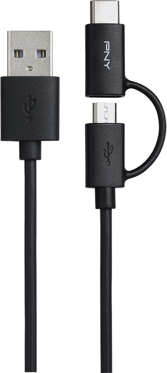 Câble USB A/micro USB & USB C 1 m Noir PNY