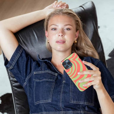 Selencia Coque arrière Vivid pour Samsung Galaxy A55 - Wavy Swirl Orange Fern