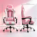 Roline Chaise Gamer Rose Ergonomique Inclinable avec Repose-pieds