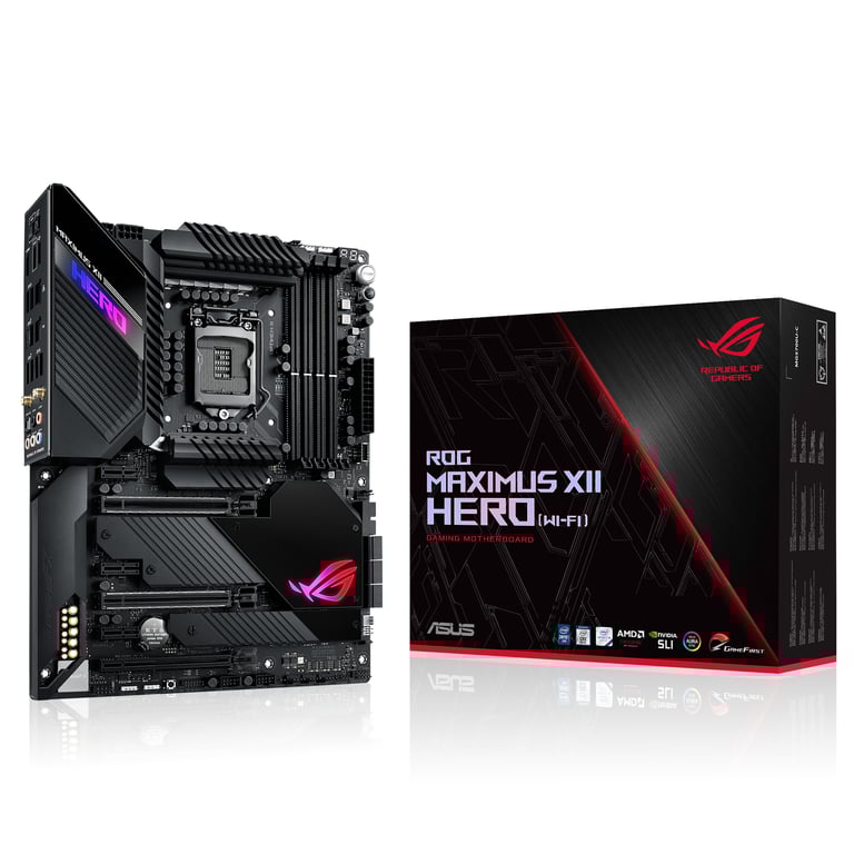 Rog Maximus Xii Hero (Wi-Fi) – Carte Mère Gaming Intel Z490 Lga 1200 Atx, 16 Phases, Ddr4 4700+ Mhz, Intel Wi-Fi 6, M.2 X3, Lan 5 Gb/S, Intel Lan, Optimem III, Usb 3.2 Gén., Rgb Aura Sync