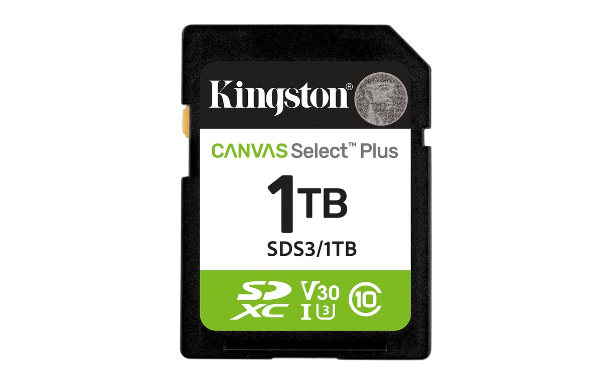 Kingston Technology 1 To SDXC Canvas Select Plus Gen3 150 Mo/s C10 UHS-I U3 V30 - Neuf