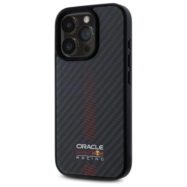 Custodia Red Bull per iPhone 15 Pro 6,1'' Custodia rigida nera in fibra di carbonio Power Bar MagSafe