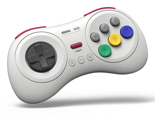 8Bitdo M30 Blanc Bluetooth/USB Manette de jeu Analogique/Numérique Android, Nintendo Switch, Nintendo Switch 2, PC