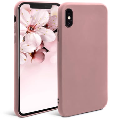Moozy Minimalist Series Coque en silicone pour iPhone X et iPhone XS, Rose Beige – Finition mate fine et souple en TPU