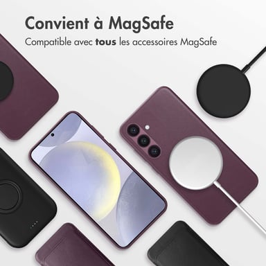 Accezz Coque arrière en cuir avec MagSafe pour Samsung Galaxy S24 Plus - Heath Purple