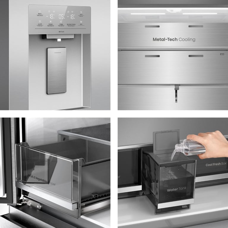Réfrigérateur combiné Hisense RQ5P640SYSD réfrigérateur congélateur Pose libre 640 et Acier inoxydable - vue 3