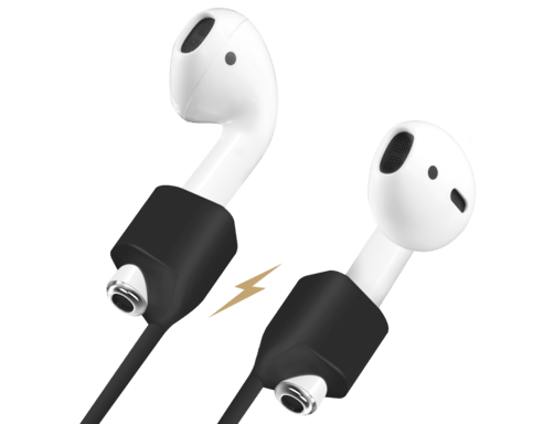 Cinturino in morbido silicone gel con clip magnetica per AirPods/ AirPods Pro, nero satinato