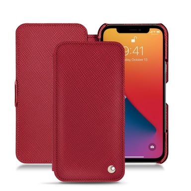 Housse cuir Apple iPhone 13 Pro - Rabat horizontal - Rouge - Cuir saffiano